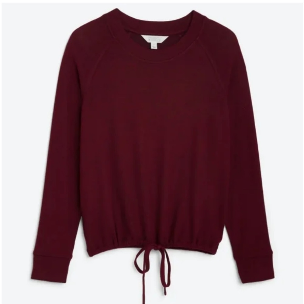 Cinched Hem Brushed Knit Sweater  Burgundy Medium